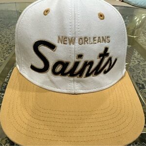 Vintage Reebok New Orleans Saints White and Gold Baseball Cap SnapBack